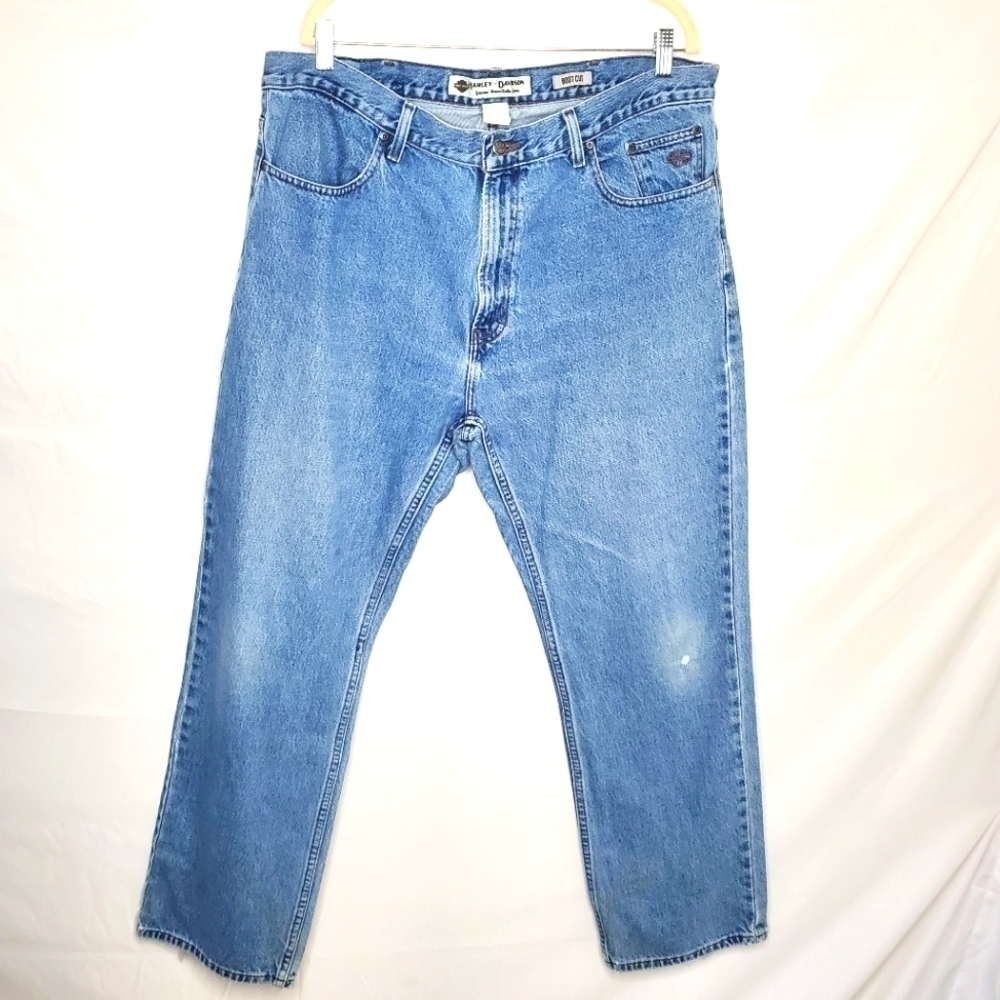 Harley Davidson Bootcut‎ Jeans Size 40 X 32 Cotton Western Medium Wash Denim